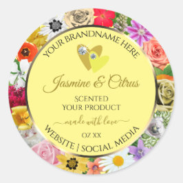 Färgblommor Cream-produktetiketter med hearter Runt Klistermärke