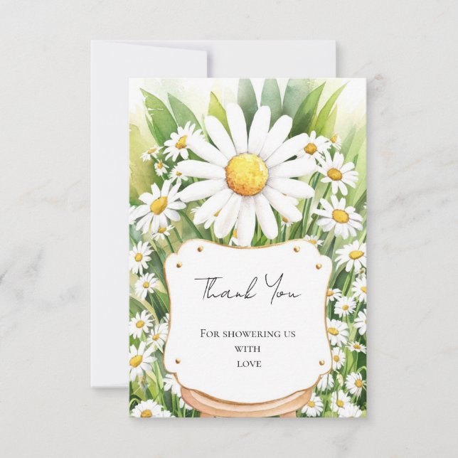 Färgblommor, Daisy Babykläder Tack Kort (Framsida)