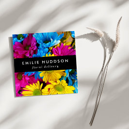 Färgblommor, Daisy, blomsterbutiker, blomsterbutik Fyrkantigt Visitkort