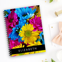 Färgblommor, Daisy, Boho, ditt namn Anteckningsbok