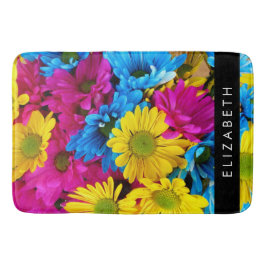 Färgblommor, Daisy, Boho, ditt namn Badrumsmatta