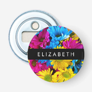 Färgblommor, Daisy, Boho, ditt namn Flasköppnare