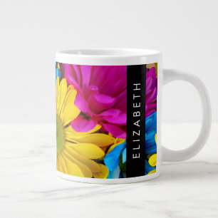 Färgblommor, Daisy, Boho, ditt namn Jumbo Mugg