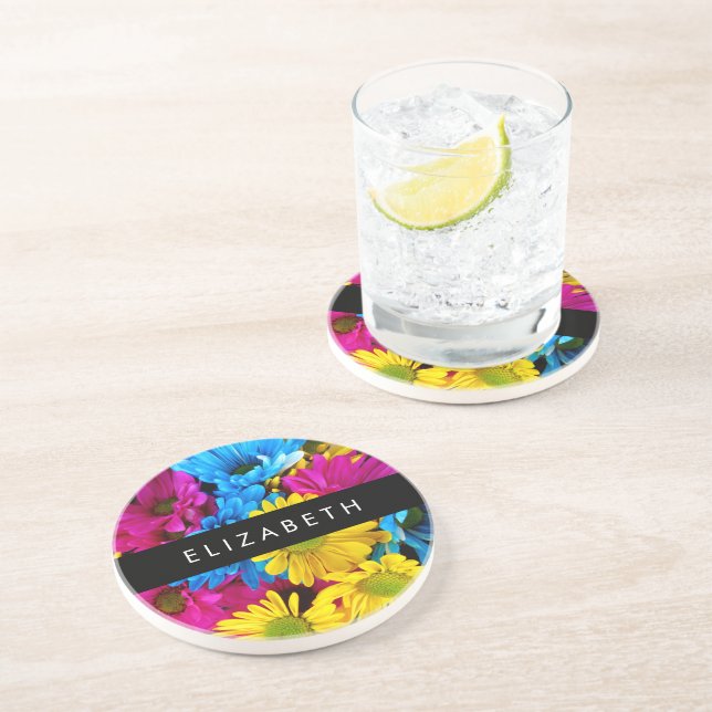 Färgblommor, Daisy, Boho, ditt namn Underlägg (Sidan)