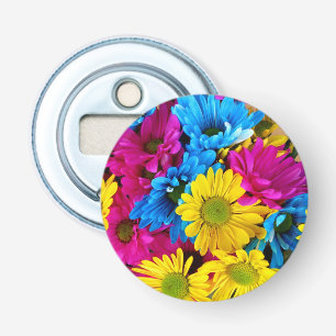 Färgblommor, Daisy - Rosa av blå Gult Flasköppnare