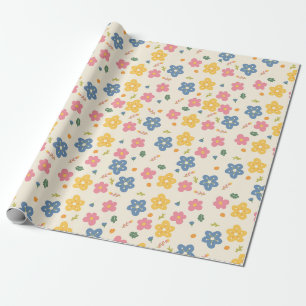 Färgblommor doodle presentpapper
