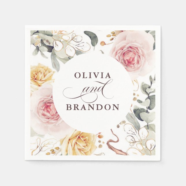 Färgblommor Elegant Boho Bröllop Pappersservett (Framsidan)