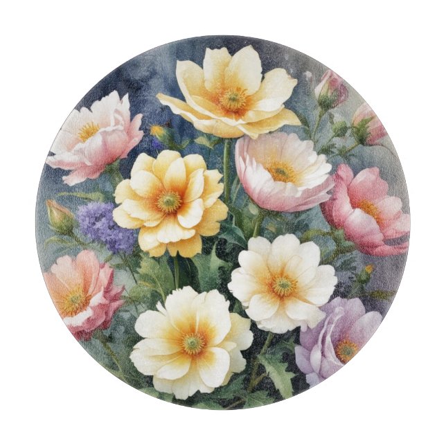 Färgblommor Elegant Vattenfärgsfärgning (Framsidan)