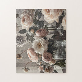 Färgblommor Elegantens vintage-inspirerad blommigt Pussel