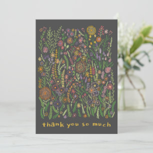 Färgblommor Fält Meadow Blommigt Tack Kort