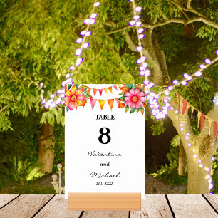 Färgblommor Fiesta Mexikanska Bröllop Bordsnummer