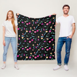 Färgblommor Fleecefilt