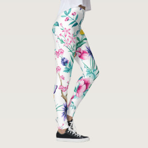 Färgblommor från vår mönster leggings