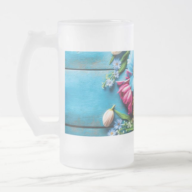 Färgblommor Frostat Ölglas (Vänster)