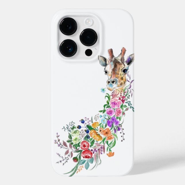 Färgblommor Giraffe iphone case-målning (Baksida)