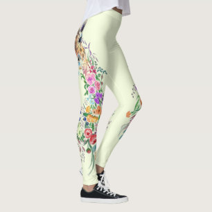 Färgblommor Giraffe Leggings Vår Design