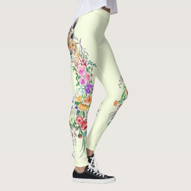 Färgblommor Giraffe Leggings Vår Design (Höger)