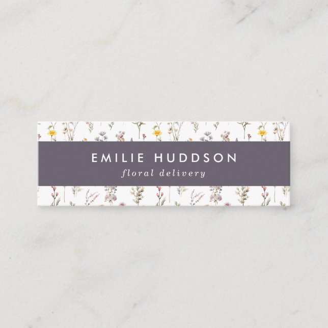 Färgblommor, grönt, blomsterhumle, blomsterhumle mini visitkort (Framsida)