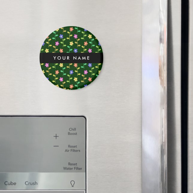 Färgblommor, Gröntens bakgrund, svart Magnet (In Situ (Fridge))