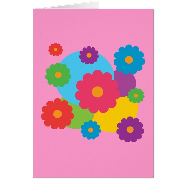 Färgblommor Hälsningskort (Framsidan)