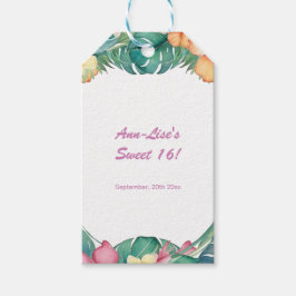 Färgblommor Hawaii Birthday Presentetikett