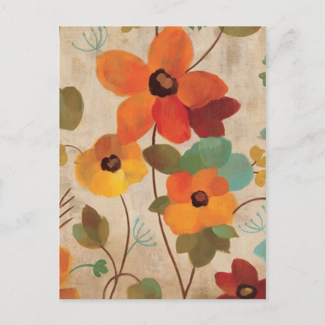 Färgblommor i Benvit bakgrund Vykort (Framsida)