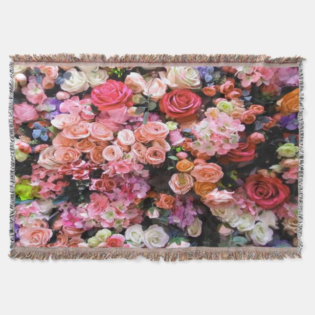 Färgblommor i Bloom Blommigt Bouquet Filt (Framsidan)