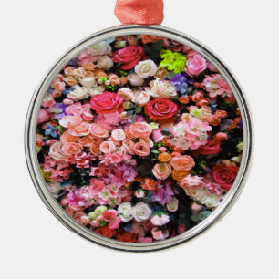 Färgblommor i Bloom Blommigt Bouquet Julgransprydnad Metall