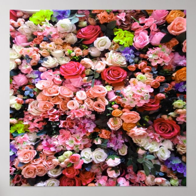 Färgblommor i Bloom Blommigt Bouquet Poster (Framsidan)