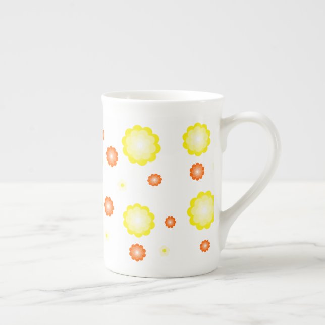 Färgblommor i Daisy mönster Benporslin Mugg (Höger)