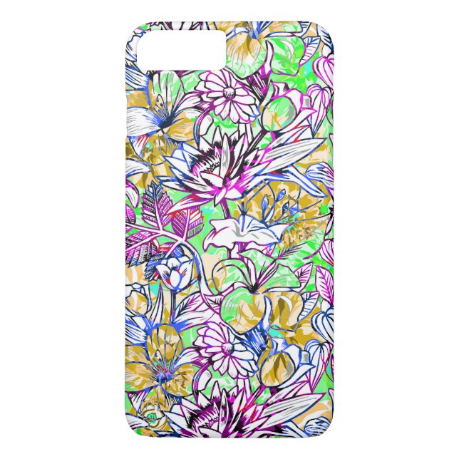 Färgblommor i färglös abstrakt Case-Mate iPhone skal (Baksida)