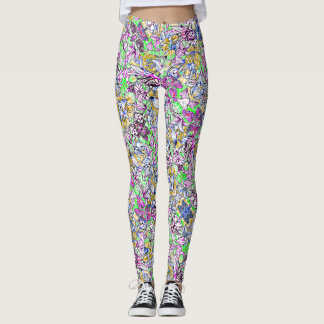 Färgblommor i färglös abstrakt leggings