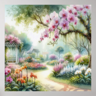Färgblommor i mjuka pastellfärgade färger, vattenf poster