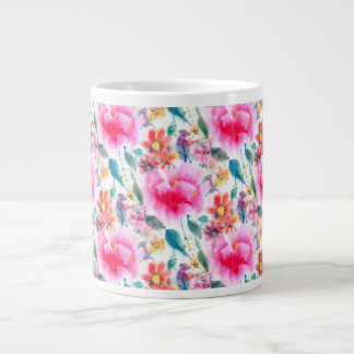 Färgblommor i rött vatten jumbo mugg