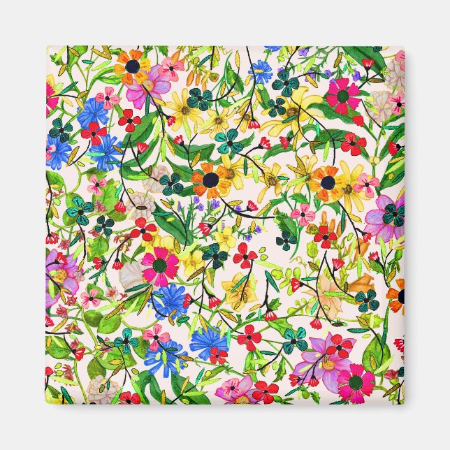 Färgblommor i vår-blommigt magnet (Framsidan)