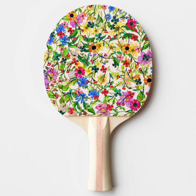Färgblommor i vår-blommigt pingisracket (Framsidan)