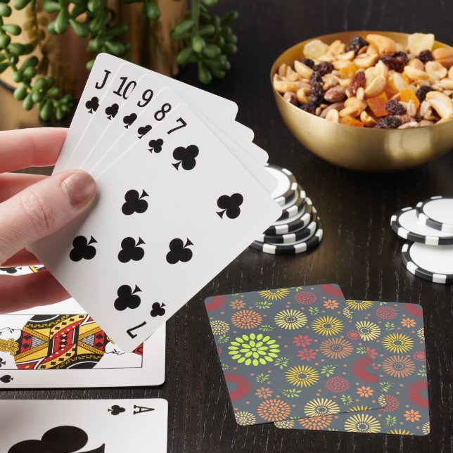 Färgblommor i varma skuggor casinokort (På plats)