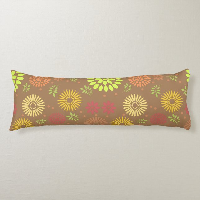 Färgblommor i varma skuggor kroppskudde (Framsidan)