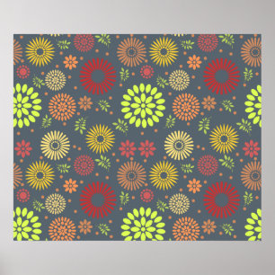 Färgblommor i varma skuggor poster