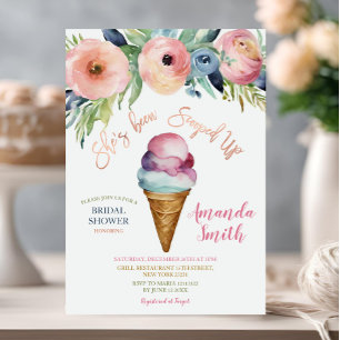 Färgblommor Ice Cream Möhippa Party Inbjudningar