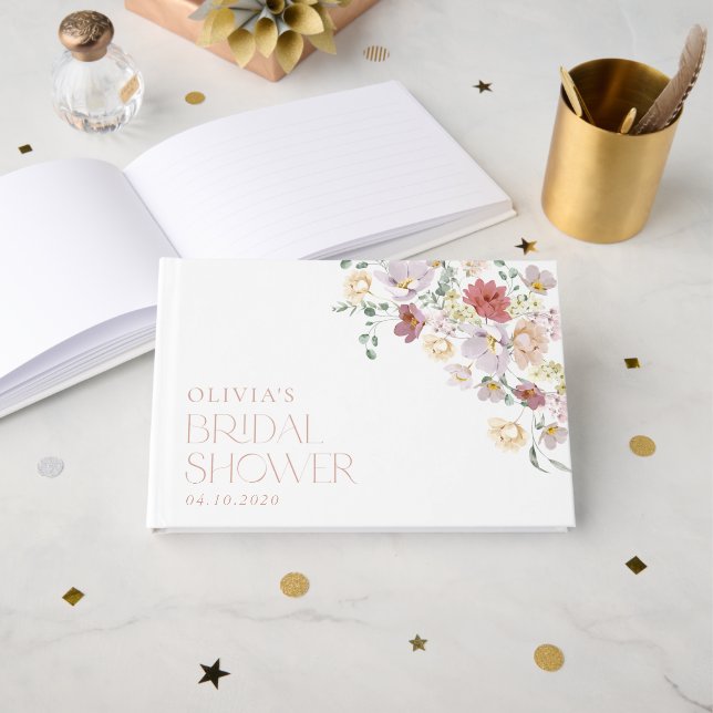 Färgblommor, jodblommor, boho, Möhippa Gästböcker (Framsida öppen)