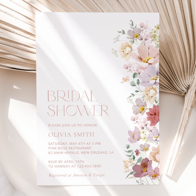 Färgblommor, jodblommor, boho, Möhippa Inbjudningar (Skapare uppladdad)