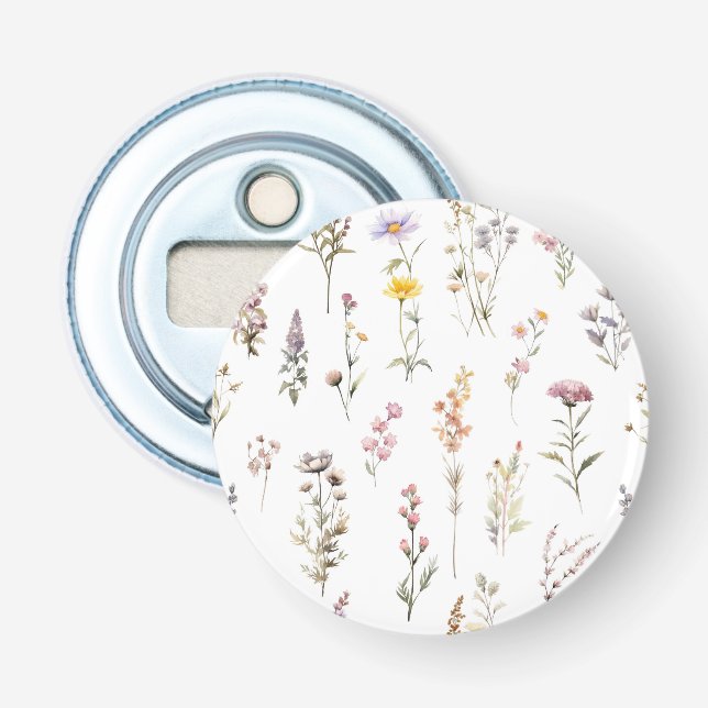 Färgblommor, jodblommor, trädgårdsblommor flasköppnare (Framsidan)