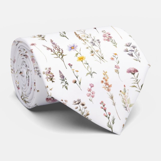 Färgblommor, jodblommor, trädgårdsblommor slips (Rullad)