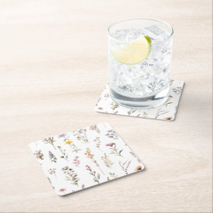 Färgblommor, jodblommor, trädgårdsblommor underlägg papper kvadrat