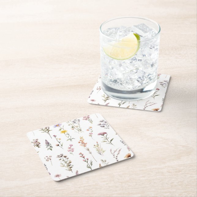 Färgblommor, jodblommor, trädgårdsblommor underlägg papper kvadrat (Insitu)