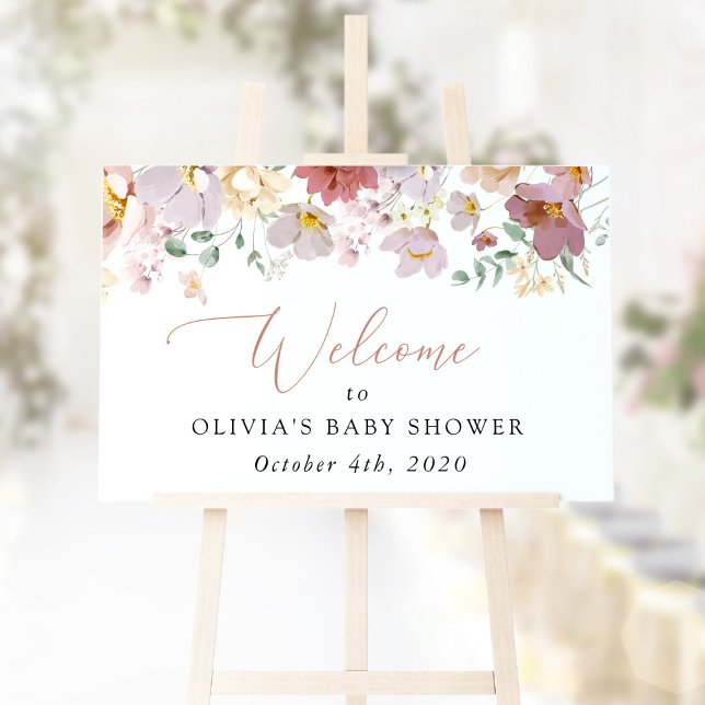 Färgblommor, jodblommor, välkomsthälsa för babyklä poster (Skapare uppladdad)