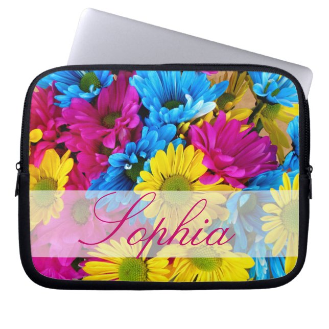 Färgblommor Laptop sleeve Anpassningsbar Monogram (Framsidan)