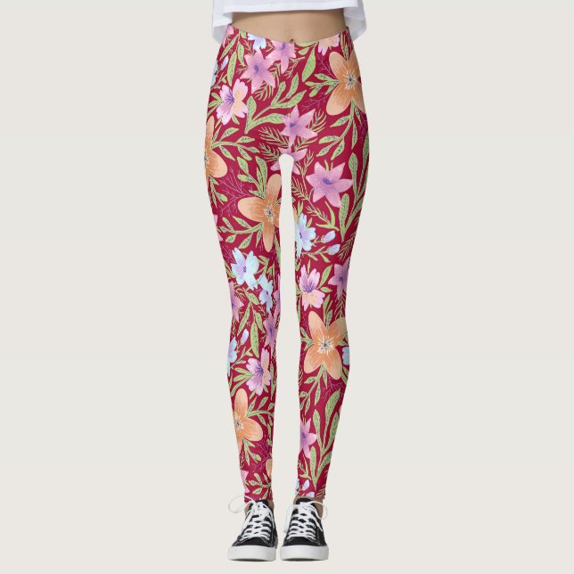 Färgblommor Leggings (Framsida)