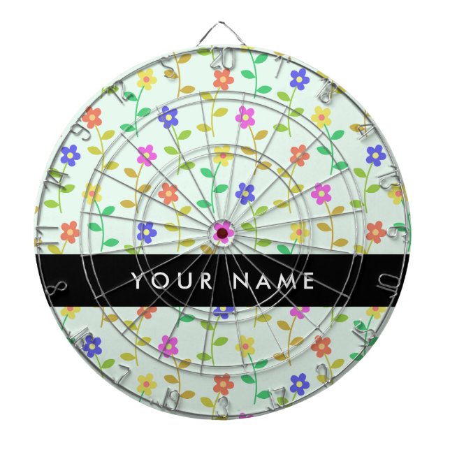 Färgblommor, Ljust grönt bakgrund, svart Darttavla (Framsidan)